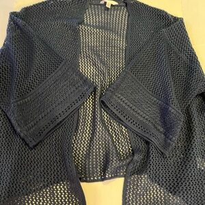 Time and Tru Women's Dark Blue Open-Knit Cardigan
